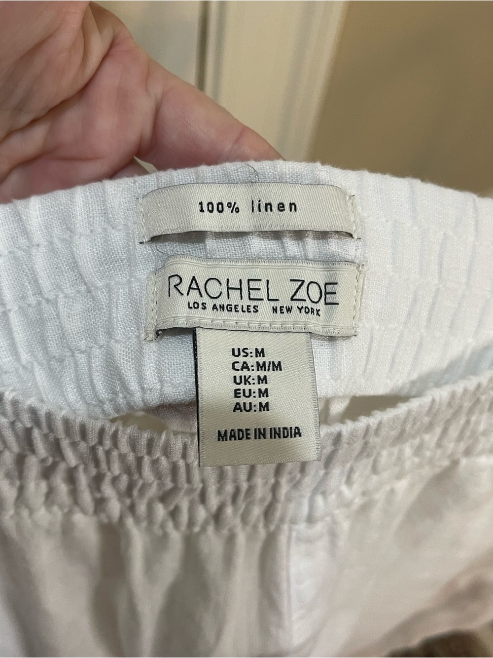 Rachel Zoe White Linen Wide-Leg Pants with Eyelet Trim M - Picture 5 of 6
